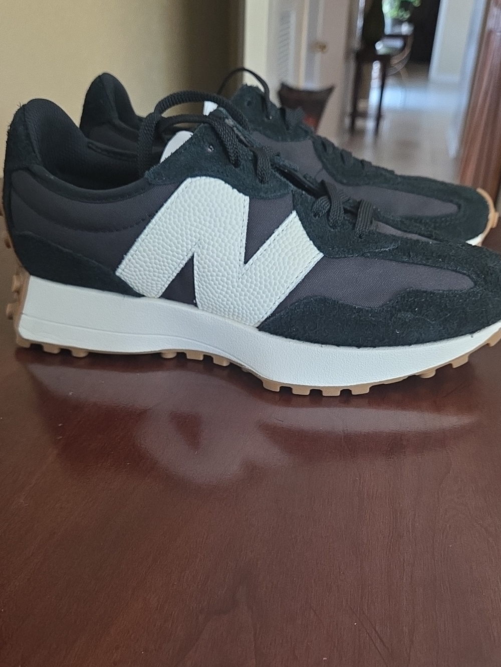 New Balance Men's Black Sneakers with White 'N' and Gum Sole